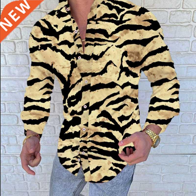 New Style Men's Casual Long Sleeve Shirts Fashion Flower 3D