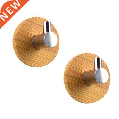 1PC Adhesive Natural Bamboo Stainless Steel Hook Wall