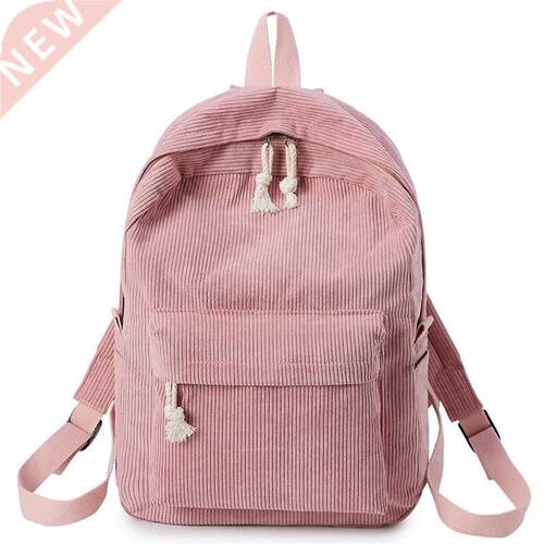 Preppy Style Soft Fabric Backpack Female Corduroy Design Sch