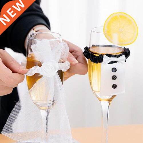 Wedding Table Decoration Wine Glass Cup Cover Bride Groom Gl