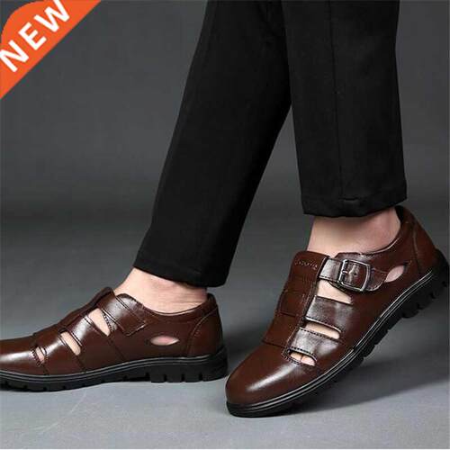 Casual Shoes Men Sandals Leather Real Male Sandals Shoes Off