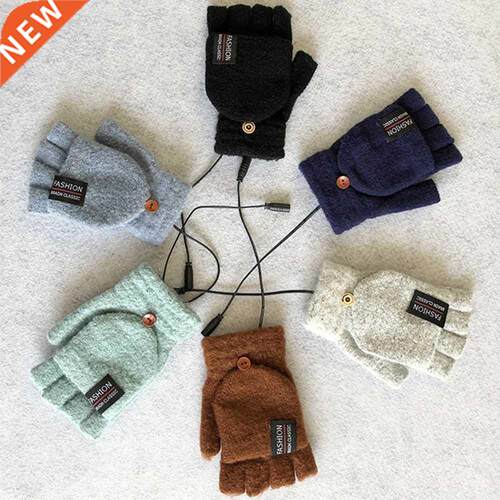 New USB Warmer Knitting Heated Gloves Mitten Full&Half F