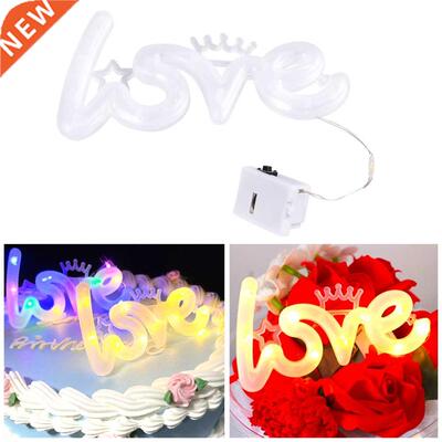 LED Neon Light LOVE Love Shape Night Light Button Battery In