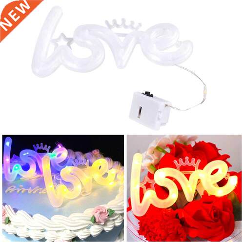 LED Neon Light LOVE Love Shape Night Light Button Battery In