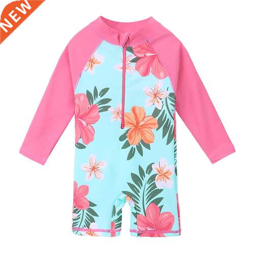 BAOHULU UPF50+ Print Baby Girl Swimsuit Long Sleeve Kids Swi