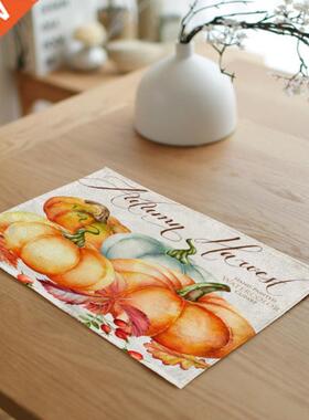 1PC 32*45CM Square Flax Happy Halloween Table Pad Dish Mat