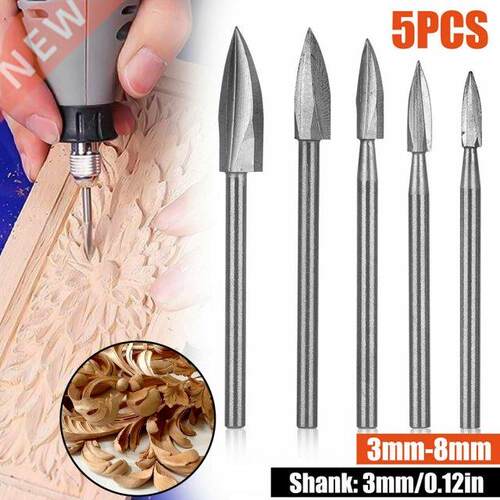 5PCS/Set Wood Carving Drill Bit HSS Engraving Drill Bit Set