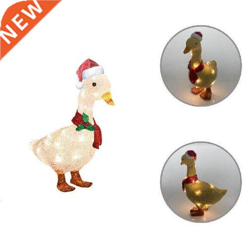 Christmas Duck Statue Cute Lightweight Pathway Lighted