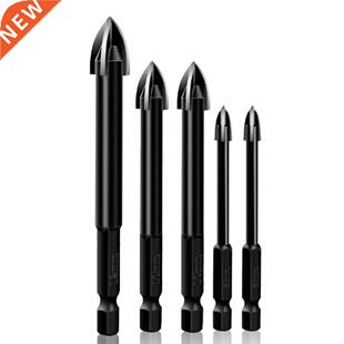 6Pcs Cross Hex Glass Tile Drill Bit Set Ceramic Concrete Bri