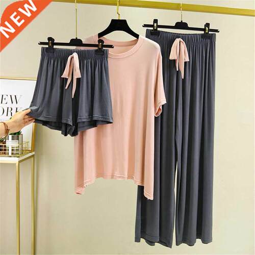 Women Sleeve Tops Shorts Trousers Women New Pajamas Modal Ni