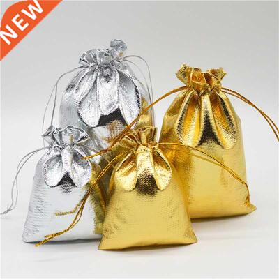 10/50/100pcs Gold Silver Organza Bag Jewelry Packaging Bag W