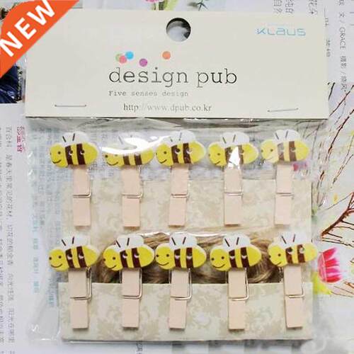 10 Pcs/set Cute  Insect Bee Wooden Paper Message Photo W