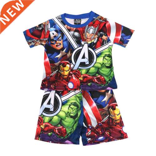 Children Pajamas Set Short Sleeve T Shirt Shorts Superhero S