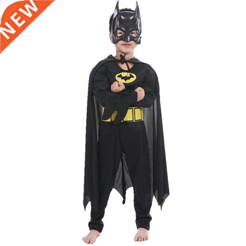 Kids Boys Muscle Costumes with Mask Cloak Movie Character Su