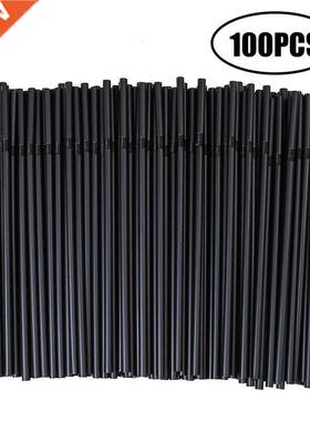 100pcs/Set Black Cocktal Straws Black Plastc Straw For Br
