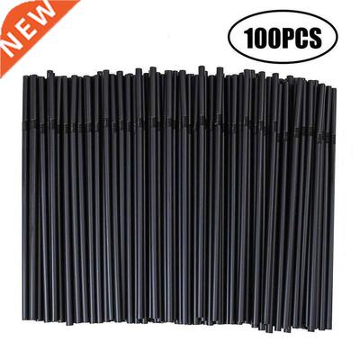 100pcs/Set Black Cocktal Straws Black Plastc Straw For Br