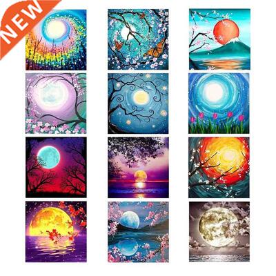 12-Pece 5D Damond Pantng Kt Round Full Damond Acrylc