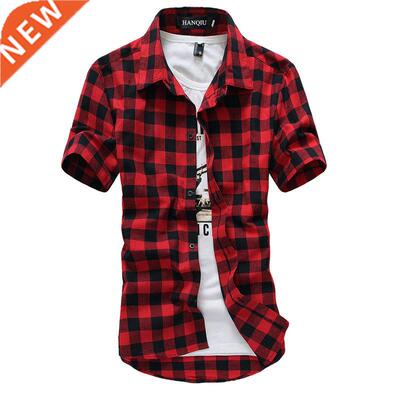Red And Black Plaid Shirt Men Shirts 2022 New Summer Fashion