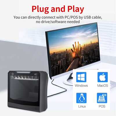Handfree 1D/2D Ticketing QR Barcode Scanner omni-directional