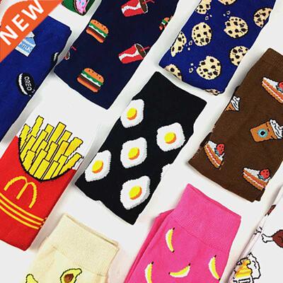 Beer Women Socks Funny Cute Cartoon Fruits Banana Avocado Le