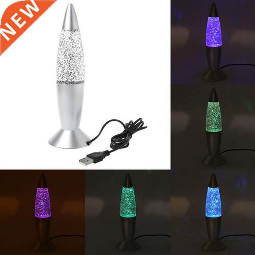 D Rocket Multi Color Changing Lava Lamp RGB LED Glitter Nig