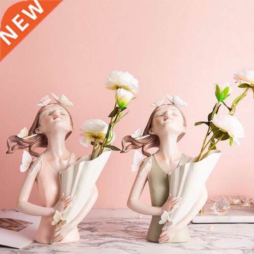 Butterfly Girl Resin Sculpture Character Model Vase Modern H