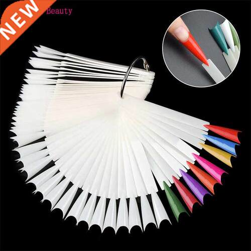 50pcs Stiletto Nail Tips Fan Transparent Natural/Clear Fake