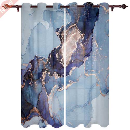 Marble Texture Ink Window Curtains for Bedroom Home Decor