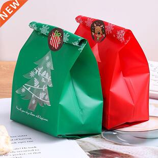 50pcs Christmas Gift Bag Snowflake Print Baking Packaging