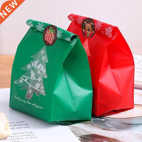 50pcs Christmas Gift Bag Snowflake Print Baking Packaging