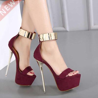 Aneikeh Ankle Strap Heels Platform Sandals Party Shoes For W