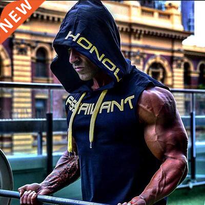 HETUAF 2022 Mens Cotton Hoodie fitness clothes bodybuilding