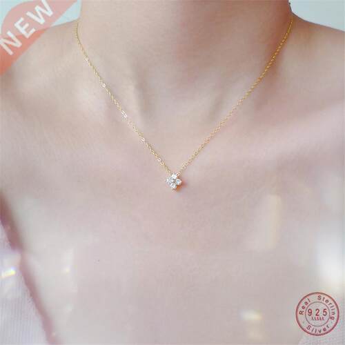 925 Sterling Silver European Simple Crystal Flower Pendant C