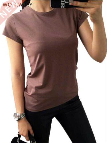 High Quality 11 Color S-3XL Plain T Shirt Women Cotton Elast