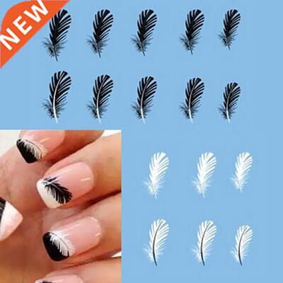 2Pcs Women Fashon Feather Nal Art Decal Water Transfer