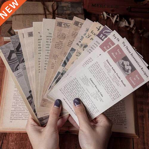 60 Sheets Retro Old Book Pages  Vintage Decorative Materi