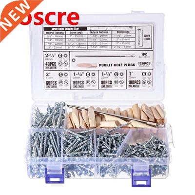 482Pcs 25-64mm Self Tapping Pocket Hole Screw Project Kit SQ