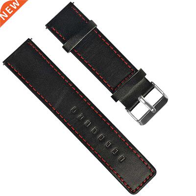 Wriststrap For Haylou-LS05S 22mm Red Car Line Leather Strap