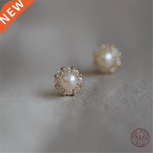 925 Sterlng Slver French Smple Pearl Stud Earrngs Women