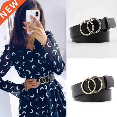 Fashion Double Round Belt Gold Silver Buckle Wai Belts For