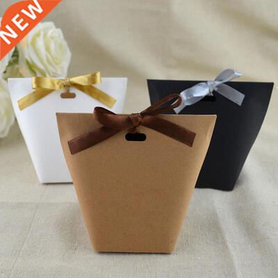 25/50pcs Blank Kraft Paper Bag White Black Candy Bag Wedding