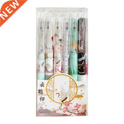 6 Pcs Retractable Gel Pen Color Pen 0.5mm Quick-drying Scrap