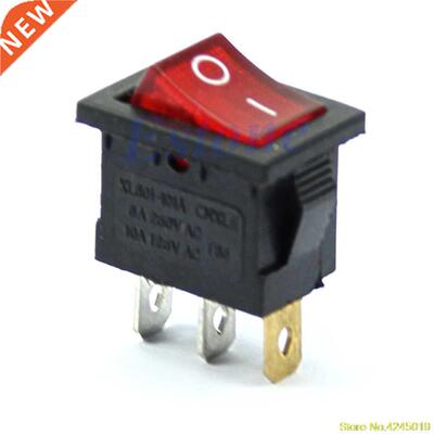 AC 6A/250V 10A/125V Red Light  Pin ON-OFF SPST Snap in Boat