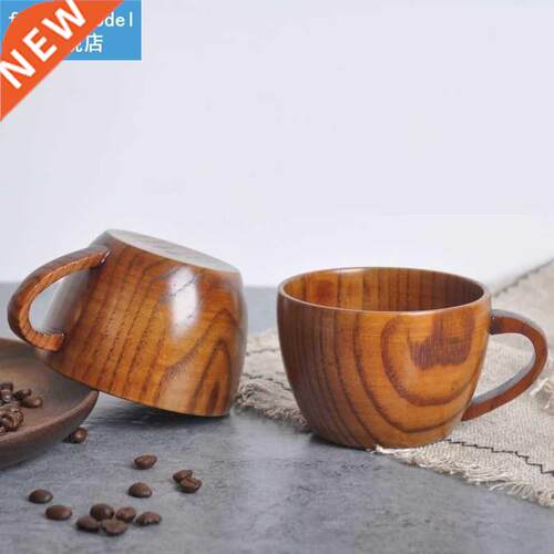 Wooden Tea Cup Retro with handle Solid Wood Coffee Cup Woode