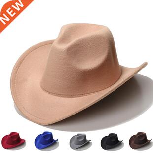 Pure Color Cowboy Cap Fedoras Man Hat Woman's Hats Fashion C