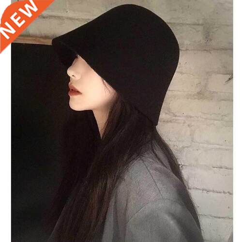 Winter Foldable Bucket Hats Women Autumn Woolen Solid Colore