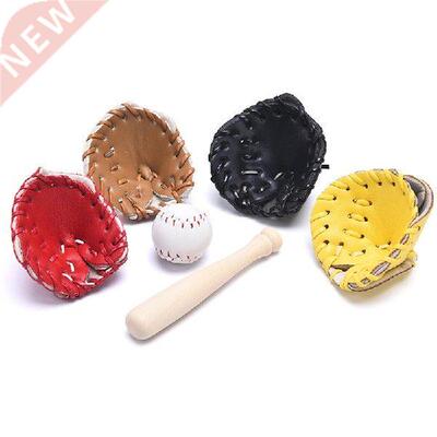 3Pcs/Set 1/12 Dollhouse Mini Baseball Bat Glove and Ball
