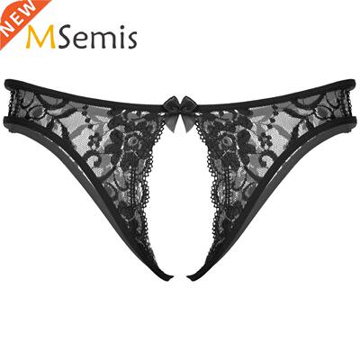Mens Lingerie Crotchless Sissy Briefs Underwear Floral Lace