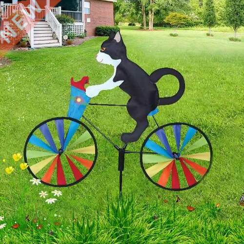 Creative Cat Bicycle Wind Spinners Kitten Standing Pole