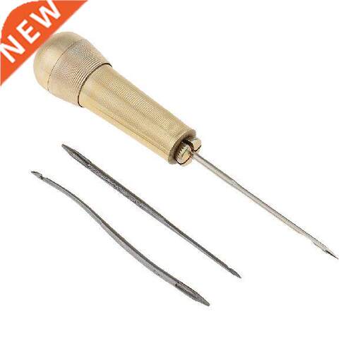 Handmade Awl with Copper Handle and 3 Needles for Arts and